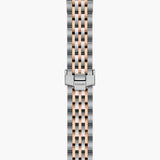 tudor 1926 28mm white diamond dot dial rose gold and steel on steel and rose gold bracelet automatic watch showing folding clasp