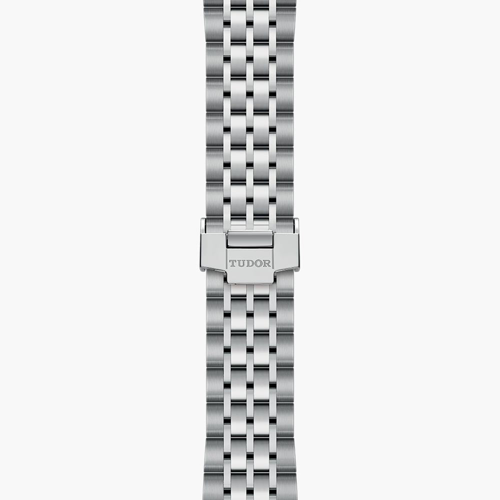 tudor 1926 39mm silver dial steel on steel bracelet automatic watch showing folding clasp
