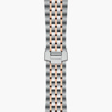 tudor 1926 41mm silver diamond dot dial automatic rose gold and steel on rose gold and steel bracelet watch showing folding clasp