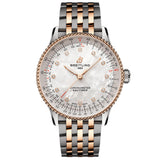 breitling navitimer 36mm mop diamond dot dial 18ct rose gold and steel automatic ladies watch