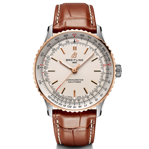 Breitling Navitimer 41mm Silver Dial 18ct Rose Gold and Steel Automatic Gents Watch U17329F41G1P1
