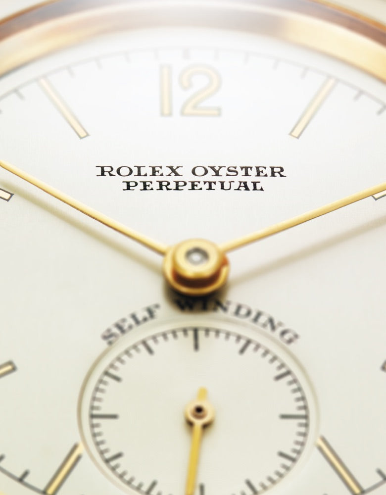 partial closeup of Rolex oyster perpetual dial portrait banner image