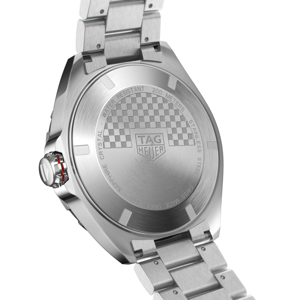 tag heuer formula 1 43mm steel and ceramic automatic watch back side facing upright image