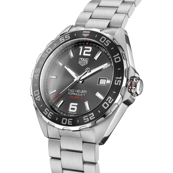 tag heuer formula 1 43mm steel and ceramic automatic watch front side facing upright image