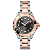 TAG Heuer Aquaracer Professional 200 Solargraph 34mm Black Diamond Dot Dial 18ct Rose Gold Plated Steel Quartz Ladies Watch WBP1324.BB0005