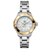 TAG Heuer Aquaracer Professional 200 Solargraph UK Limited 34mm MOP Diamond Dot Dial 18ct Gold & Steel Quartz Ladies Watch WBP1325.BA0005