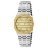 Gucci 25H 30mm Gold Dial Gold Plated Steel Quartz Watch YA163502