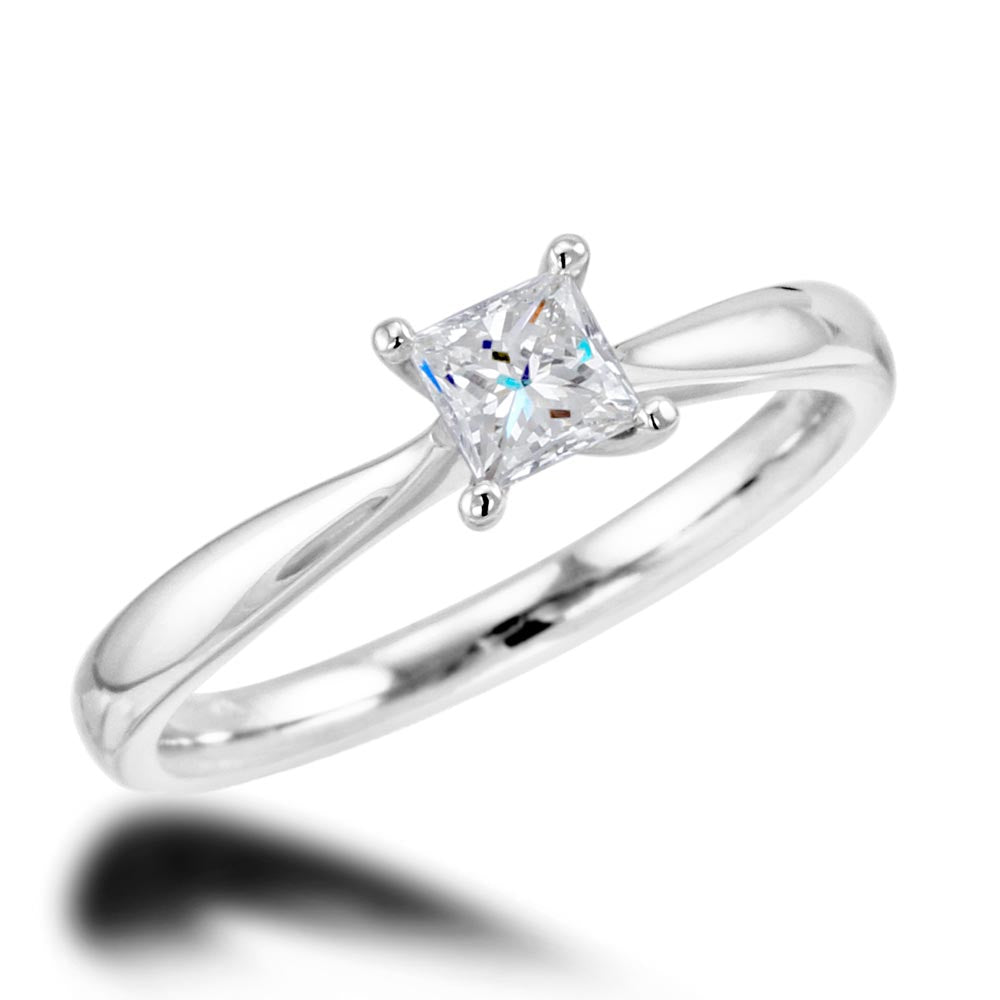 Platinum 0.42ct Princess Cut Diamond Solitaire Engagement Ring
