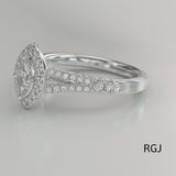 the skye saturn platinum marquise cut diamond engagement ring with diamond halo and diamond set split shoulders 360 video