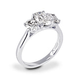 Platinum 1.81ct Three Oval Cut Diamond Engagement Ring Side Closeup