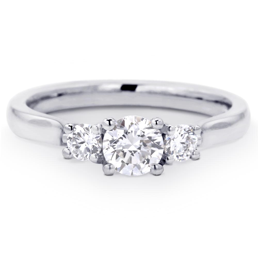 The Bryony Platinum Round Brilliant Cut Diamond Three Stone Engagement Ring