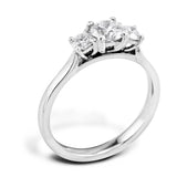 The Camellia Platinum Round Brilliant Cut Diamond Three Stone Engagement Ring