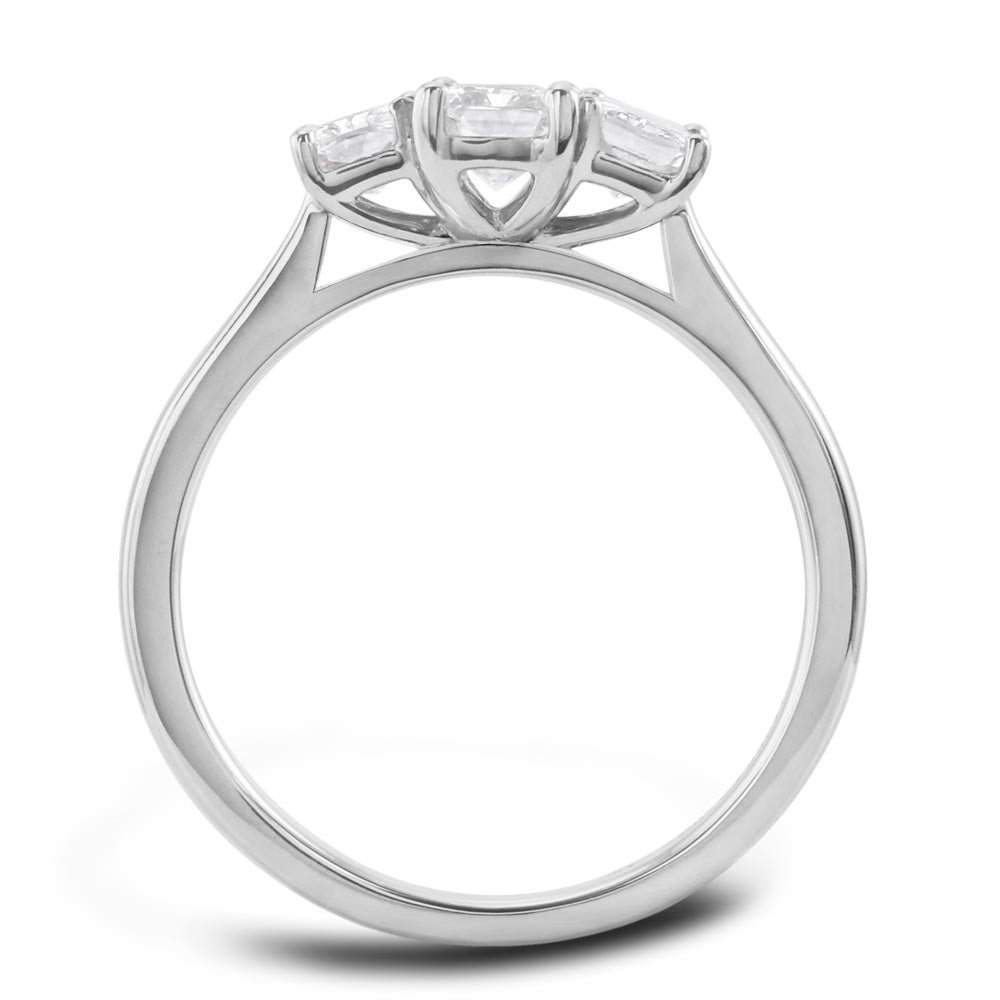 Platinum 1.15ct Radiant Cut Diamond Three Stone Engagement Ring