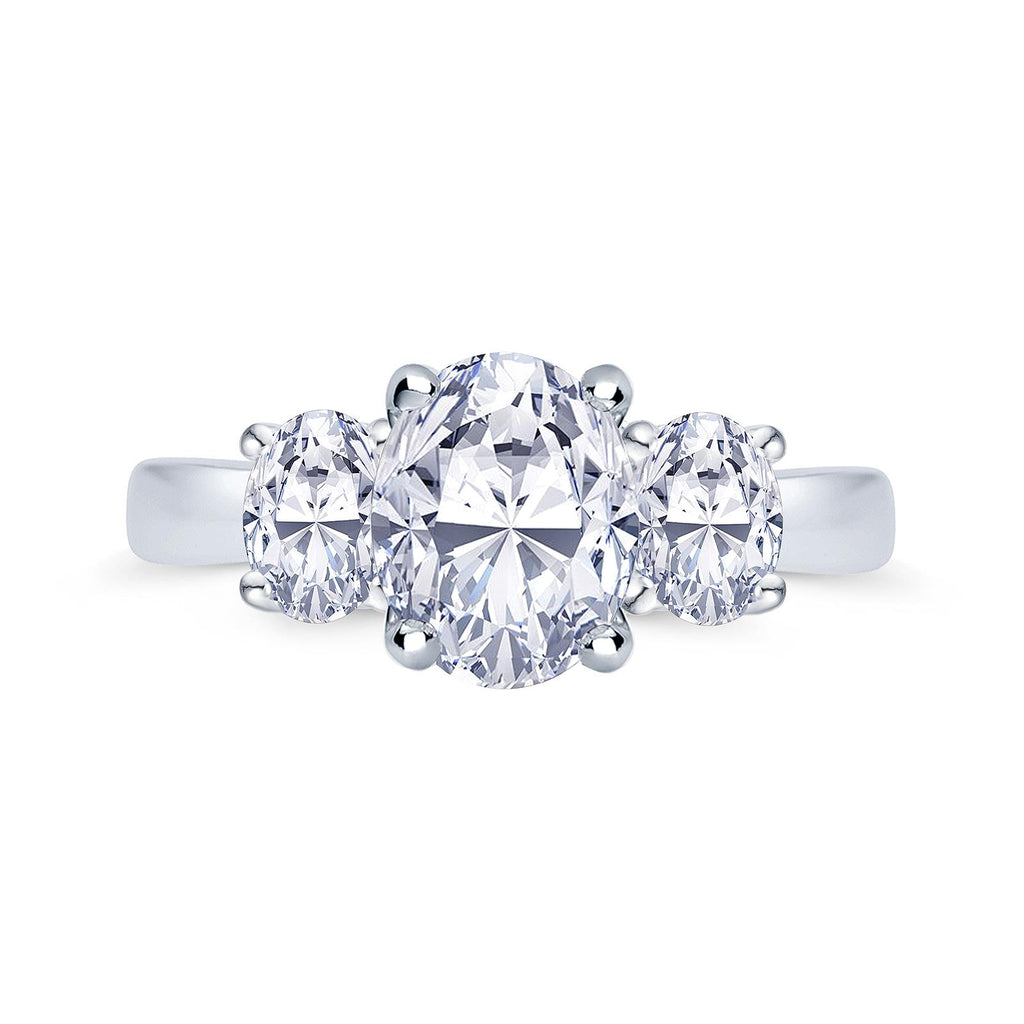 Platinum 1.10ct Oval Cut Diamond Three Stone Engagement Ring