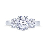 platinum 1.10ct oval cut diamond three stone engagement ring birds eye view