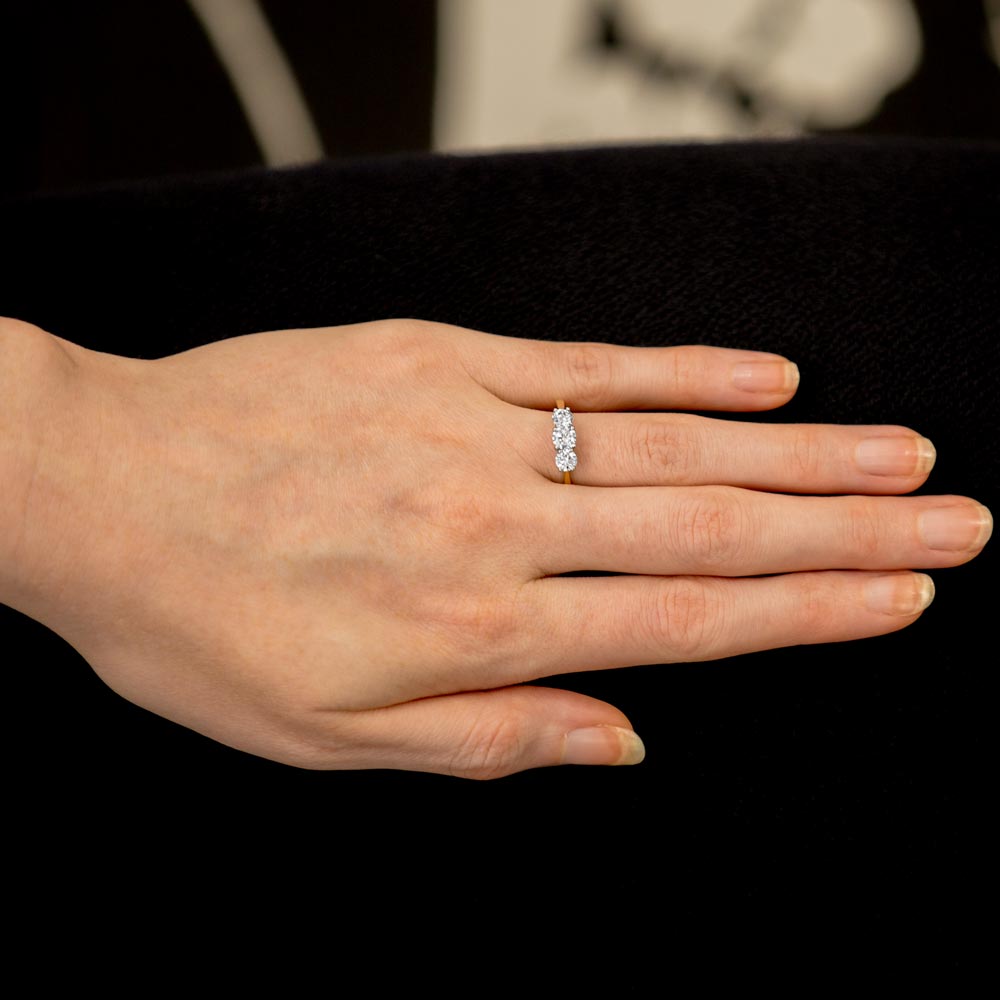 The Alyssa 18ct Yellow Gold And Platinum Round Brilliant Cut Diamond Three Stone Engagement Ring