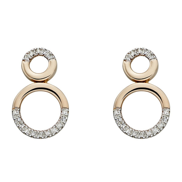 9ct Yellow Gold Double Circle Diamond Earrings GE2208