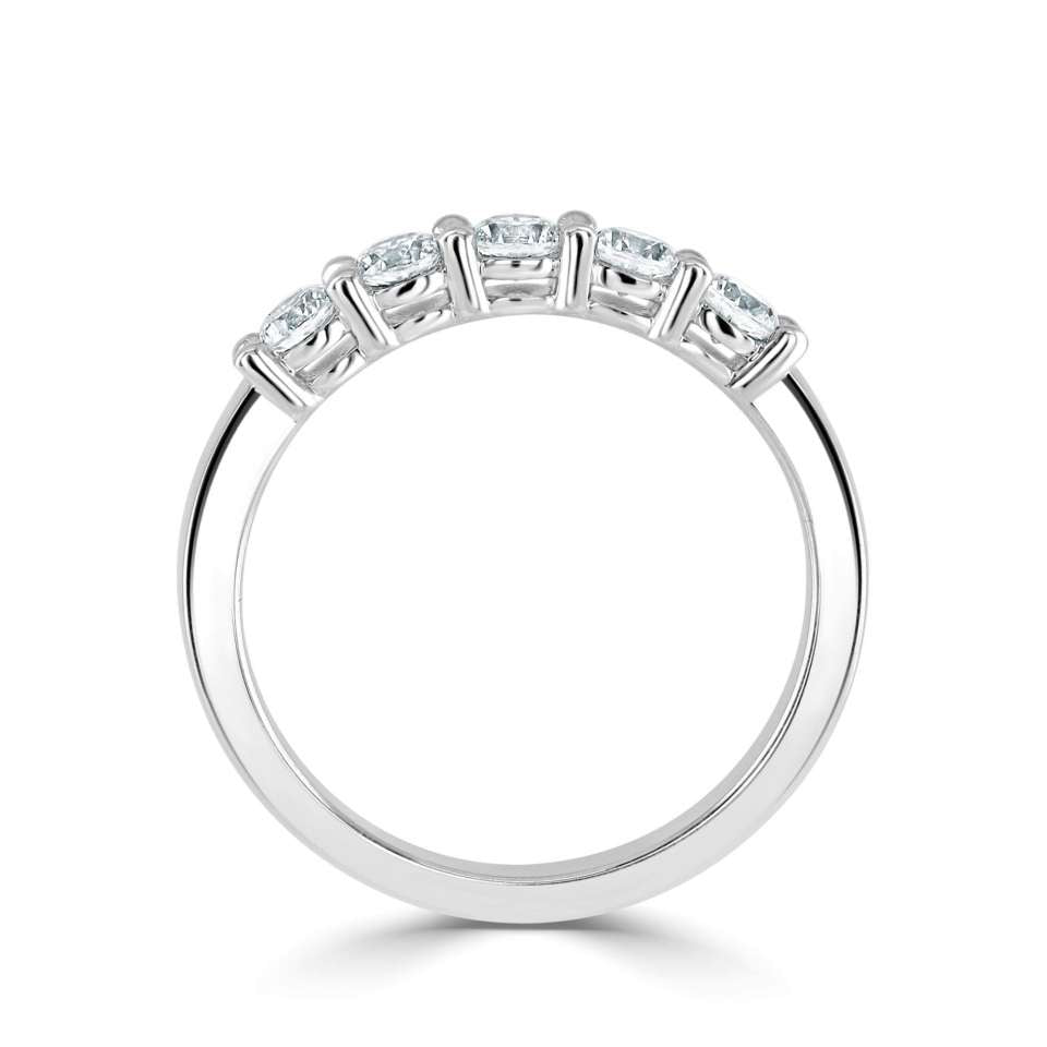 Platinum 1.10ct Round Brilliant Cut Diamond Five Stone Half Eternity Ring