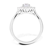 Platinum 0.93ct Round Brilliant Cut Diamond Engagement Ring With Double Diamond Halo