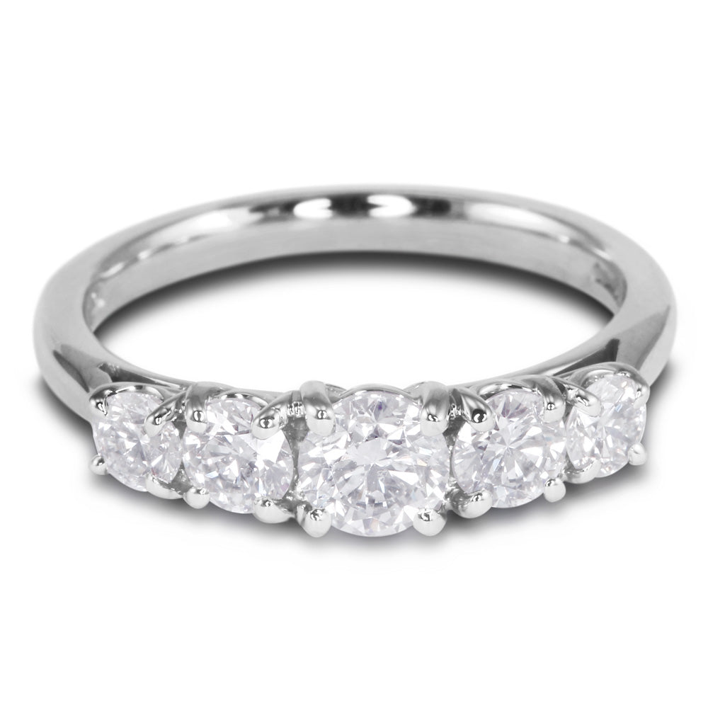 Platinum 1.00ct Five Diamond Graduated Eternity Ring