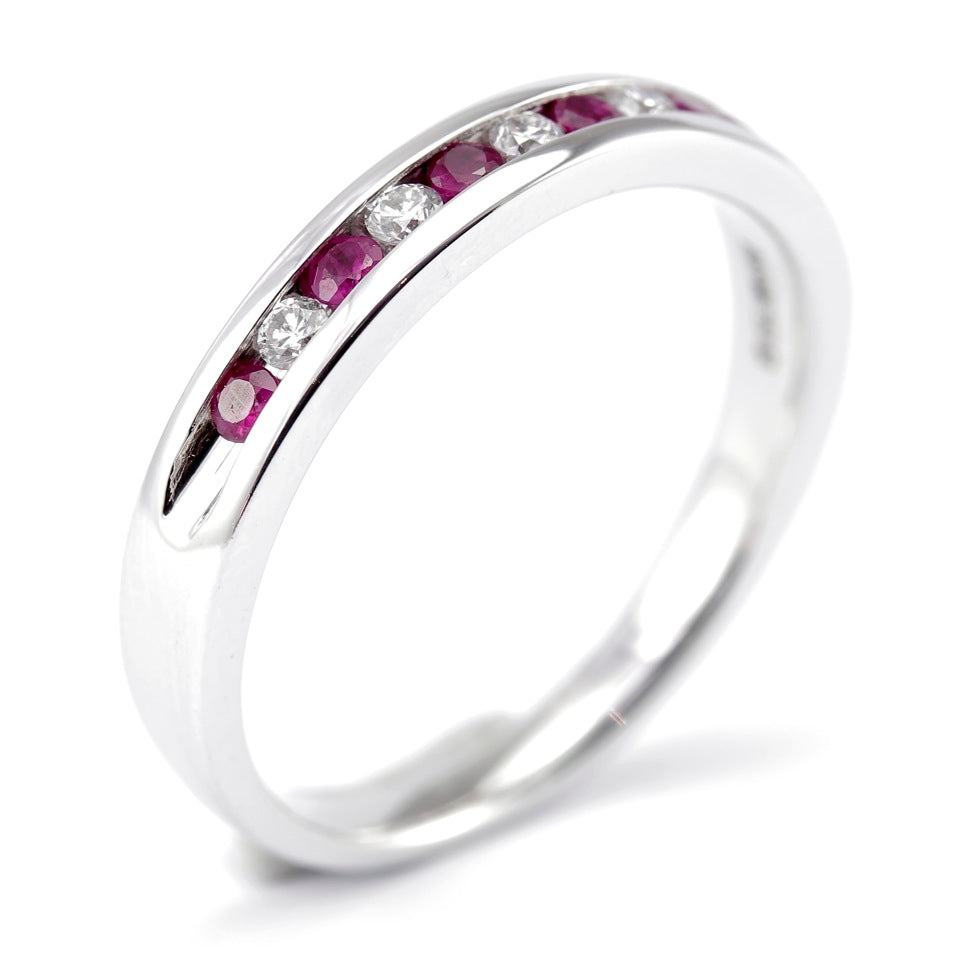 18ct White Gold Ruby and Diamond Eternity Ring