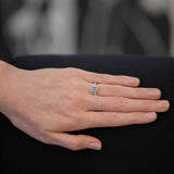 18ct White Gold 0.38ct Emerald Cut Aquamarine And 0.18ct Diamond Halo And Shoulders Ring