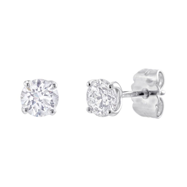The Round Brilliant Cut Four Claw 18ct White Gold Laboratory Grown Diamond Stud Earrings
