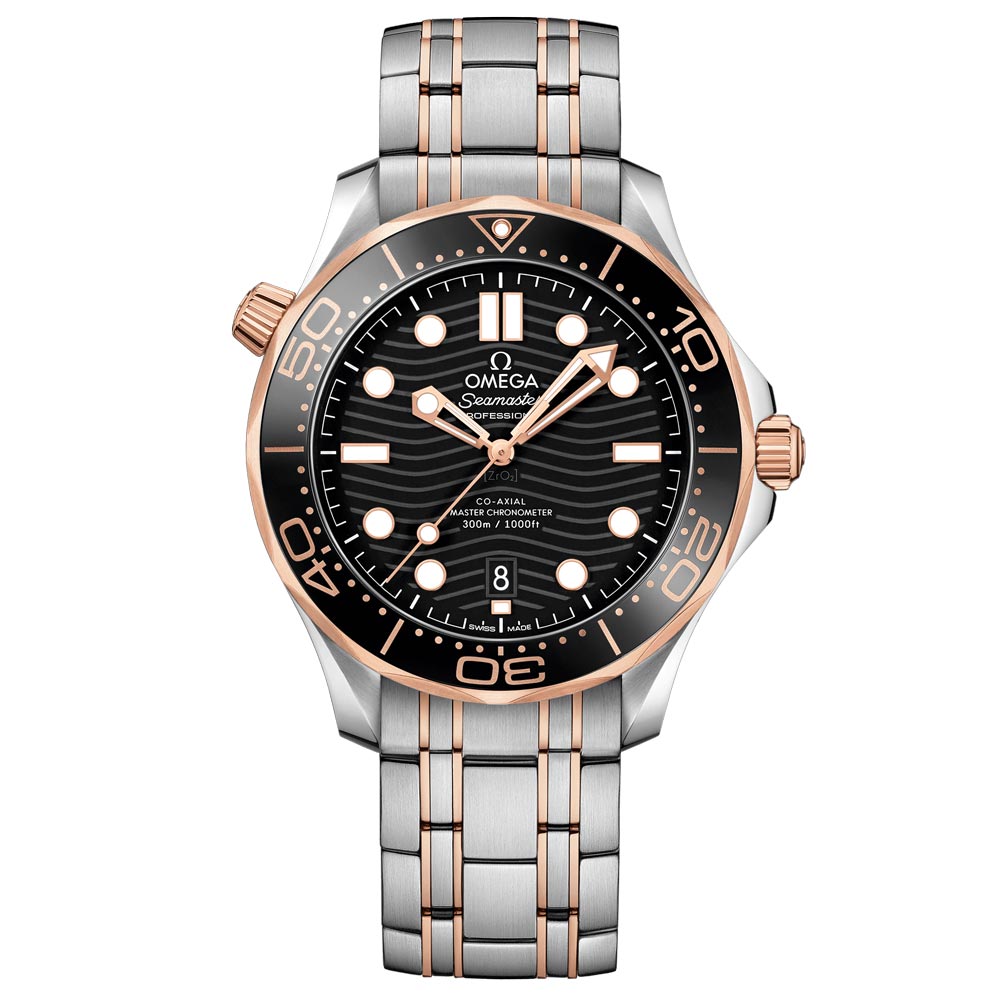 OMEGA Seamaster Diver 300M 42mm Black Dial 18ct Rose Gold Steel Auto