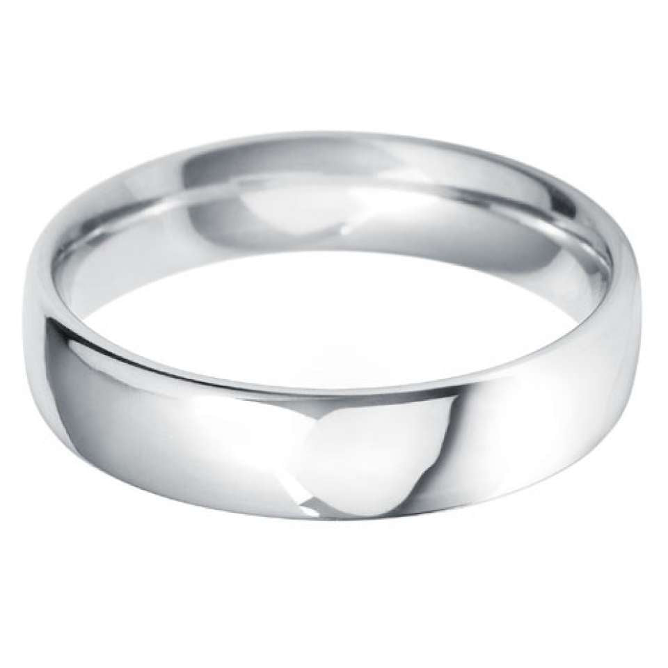 18ct White Gold 5mm Classic Court Gents Wedding Ring