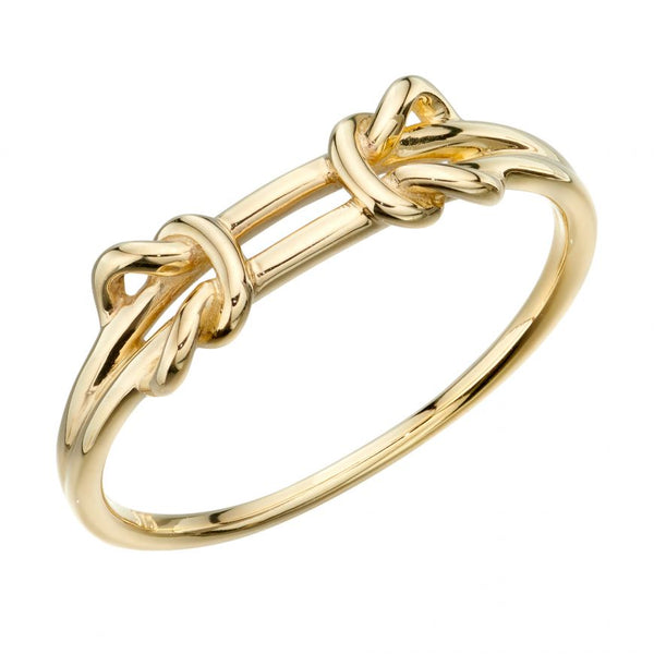 9ct Yellow Gold Parallel Double Knot Ring GR579