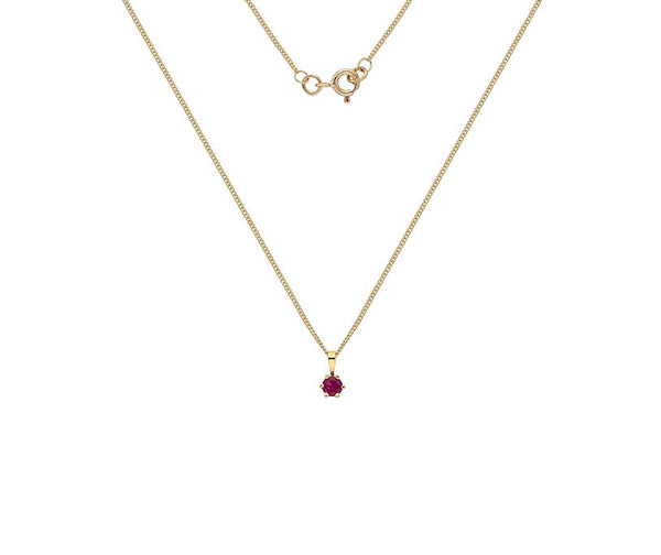 9ct yellow gold ruby claw set necklace