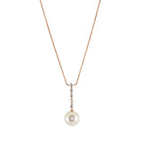Schoeffel 18ct Rose Gold Pearl & 0.23ct Diamond Drop Pendant with Chain Main