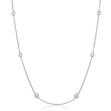 18ct white gold 0.30ct round brilliant cut diamond station necklace