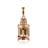 18ct rose gold 2.09ct octagon cut morganite and 0.11ct baguette cut diamond pendant