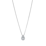 18ct White Gold Teardrop Halo 0.50ct Diamond Pendant with Chain Main Closeup Shot