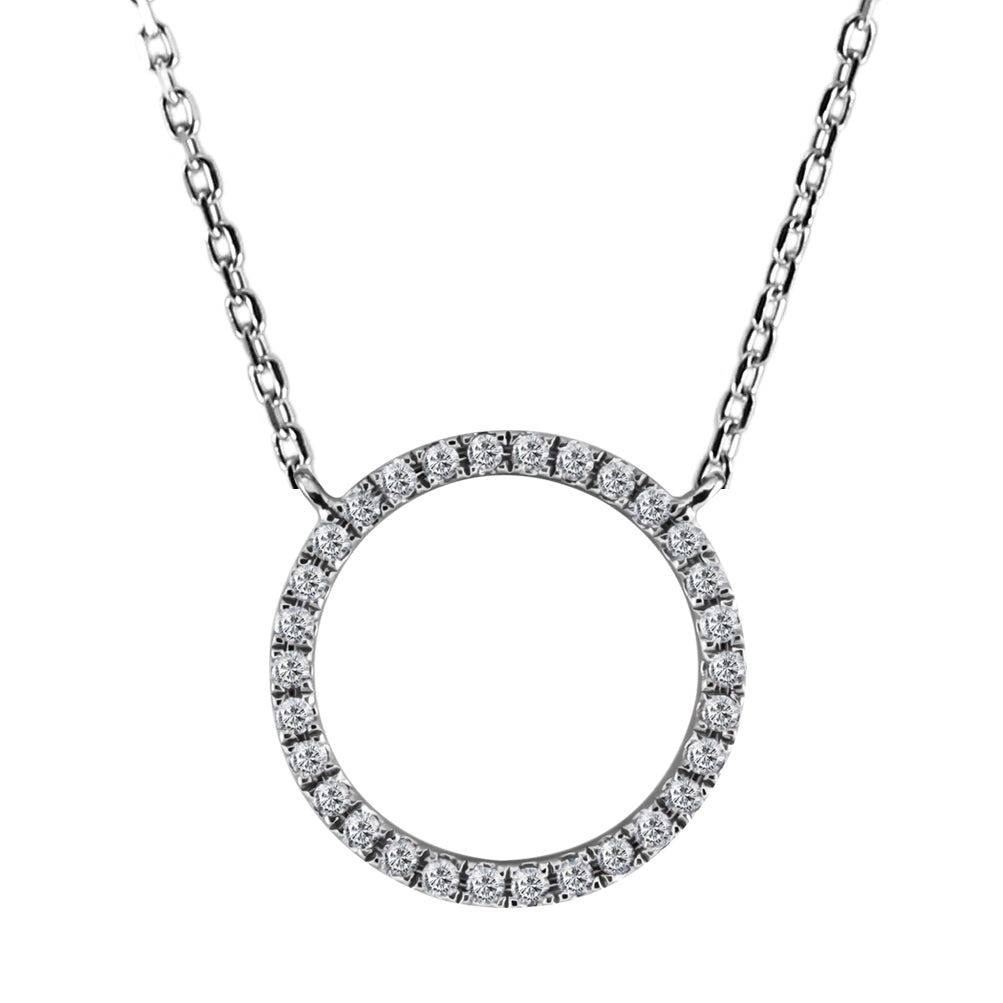 18ct White Gold 0.10ct Diamond Circle Necklace