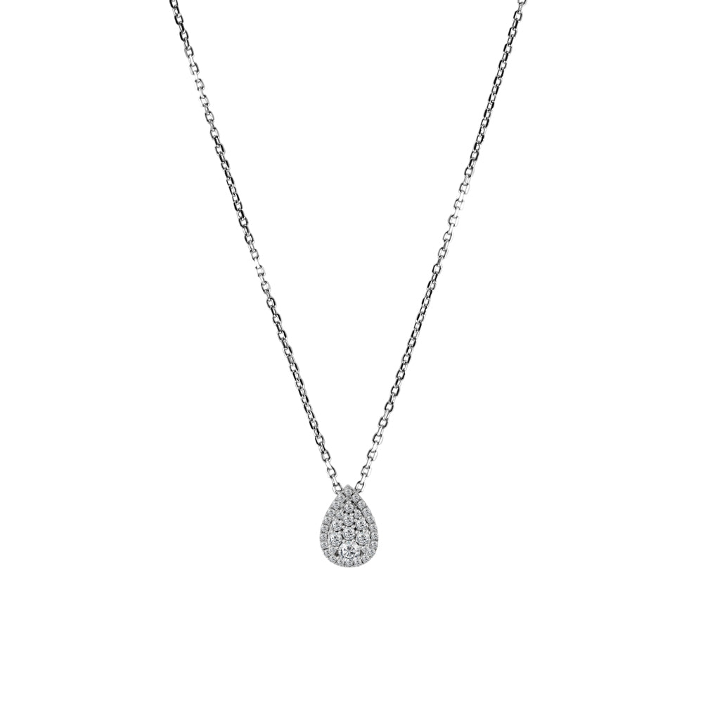 18ct White Gold 0.25ct Pave Diamond Pear Shape Necklace