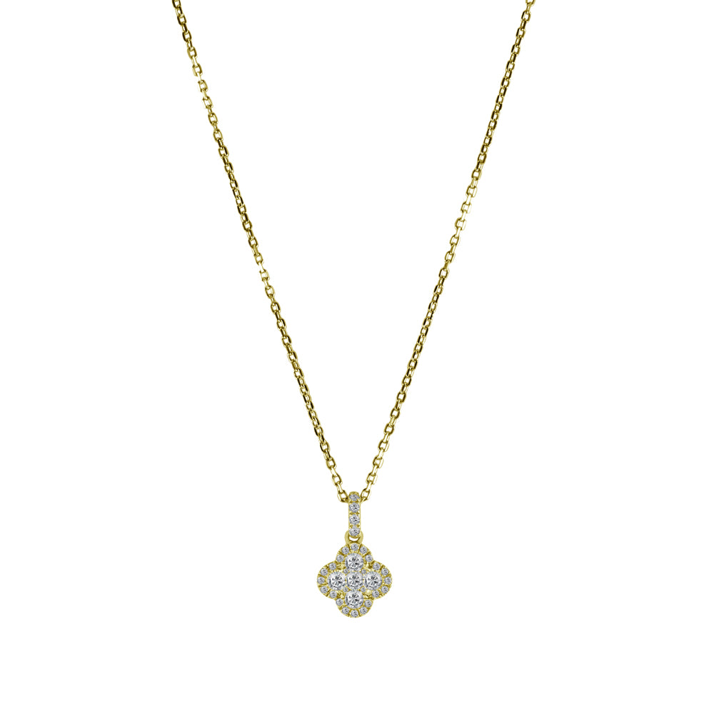 18ct Yellow Gold 0.30ct Diamond Fancy Cluster Necklace