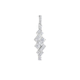18ct White Gold 0.81ct Baguette and Round Brilliant Cut Diamond Zig Zag Pendant Only