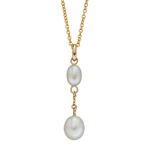 9ct yellow gold freshwater pearl tier drop pendant