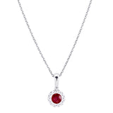 18ct White Gold 0.40ct Ruby And 0.13ct Diamond Halo Pendant Only