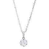 18ct White Gold 0.25ct Diamond Flower Round Cluster Necklace