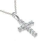 18ct white gold 0.26ct round brilliant cut diamond cross necklace