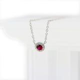18ct White Gold 0.24ct Ruby and 0.10ct Diamond Necklace