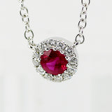 18ct White Gold 0.24ct Ruby and 0.10ct Diamond Necklace