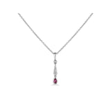 18ct white gold 0.18ct ruby and 0.10ct diamond drop necklace