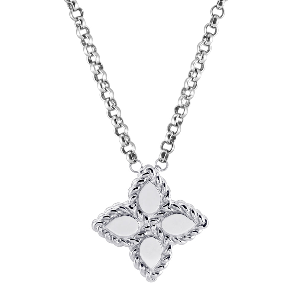 Roberto Coin 18ct White Gold Princess Flower Necklace AR777CL0677