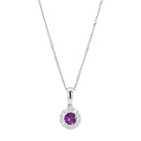 18ct White Gold 0.25ct Amethyst And 0.13ct Diamond Cluster Pendant