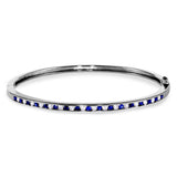 9ct White Gold 0.47ct Diamond 0.68 Sapphire Hinged Bangle Main