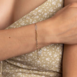 9ct yellow and white gold elongated link bracelet model shot